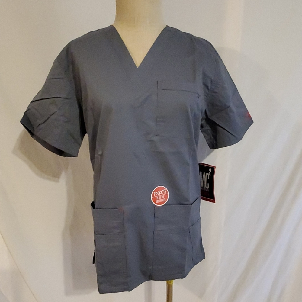 MC² Mens Scrub Top Steel